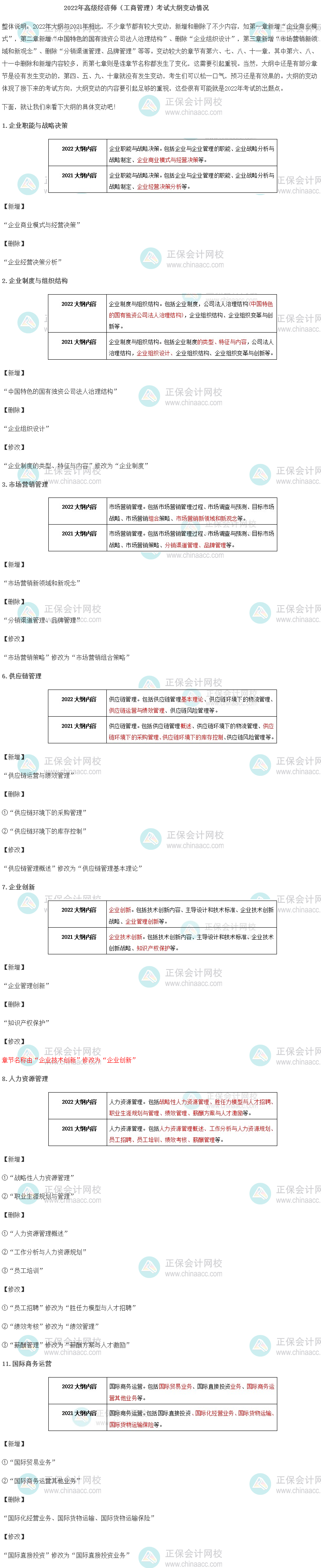 2022年高級經(jīng)濟(jì)師工商管理考試大綱變化