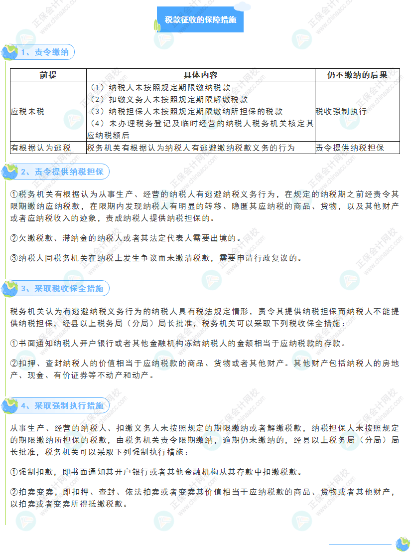 《經濟法基礎》30天重要知識點打卡！第24天：稅款征收的保障措施