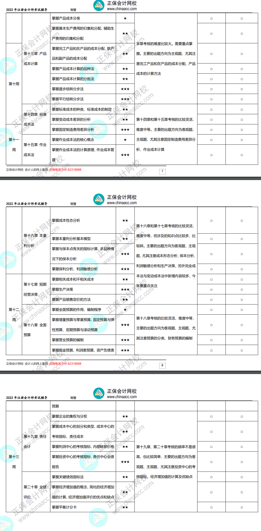 2022年注冊(cè)會(huì)計(jì)師《財(cái)務(wù)成本管理》基礎(chǔ)階段學(xué)習(xí)計(jì)劃表！