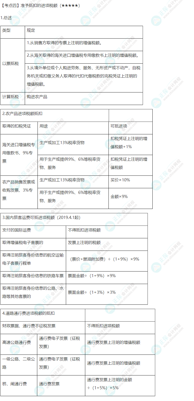 2022年注會《稅法》第二章高頻考點4：準(zhǔn)予抵扣的進(jìn)項稅額