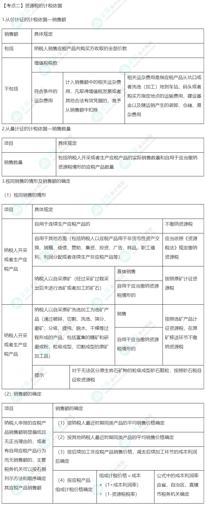 2022年注會(huì)《稅法》第八章高頻考點(diǎn)2：資源稅的計(jì)稅依據(jù)