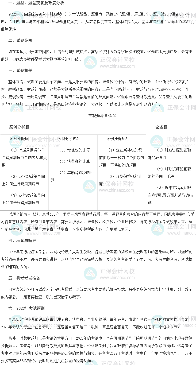 2022年高級經(jīng)濟(jì)師考試《財(cái)政稅收》考情分析及2023考情預(yù)測