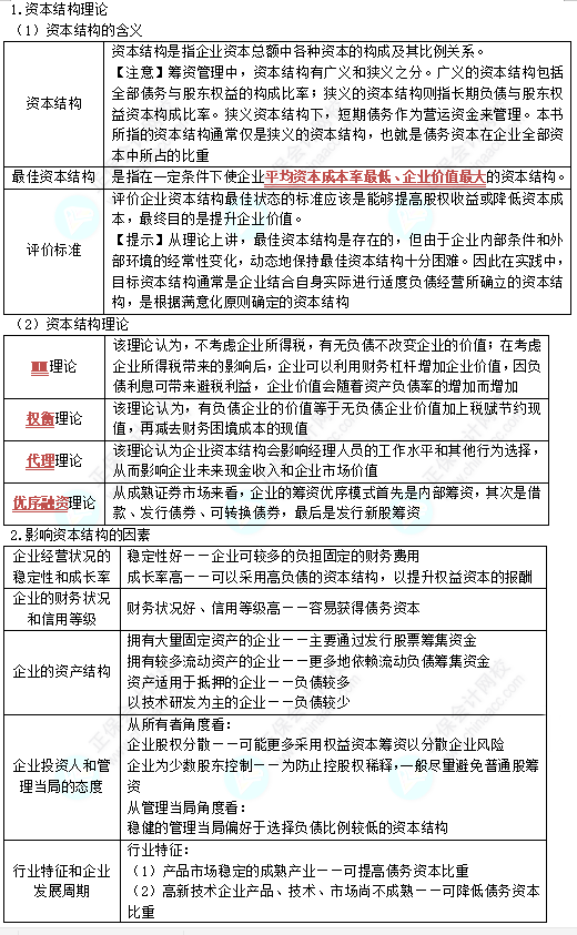 中級《財務管理》第五章高頻考點4：資本結構（★★）