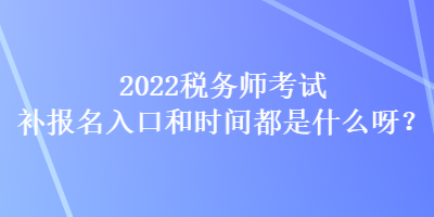 2022稅務(wù)師考試補報名入口和時間都是什么呀？