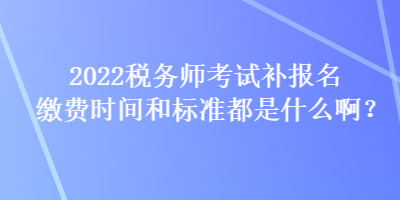 2022稅務(wù)師考試補(bǔ)報(bào)名繳費(fèi)時(shí)間和標(biāo)準(zhǔn)都是什么??？