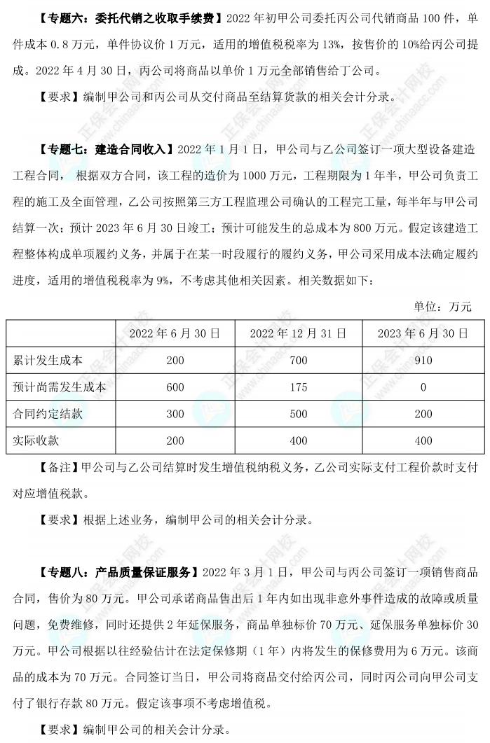 【題目下載】高志謙2022版中級會計實務母題——收入