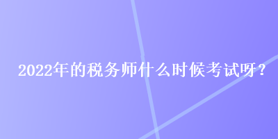 2022年的稅務(wù)師什么時(shí)候考試呀？