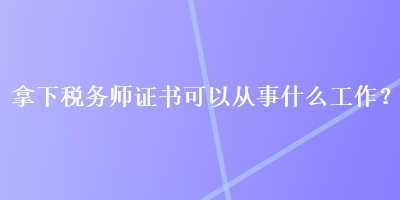 拿下稅務(wù)師證書(shū)可以從事什么工作？