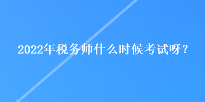 2022年稅務(wù)師什么時候考試呀？