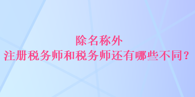 除名稱外 注冊(cè)稅務(wù)師和稅務(wù)師還有哪些不同？