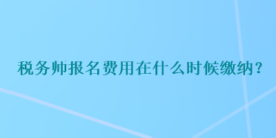 稅務(wù)師報(bào)名費(fèi)用在什么時(shí)候繳納？