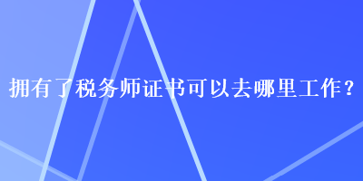 擁有了稅務(wù)師證書可以去哪里工作？