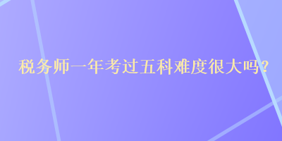 稅務(wù)師一年考過(guò)五科難度很大嗎？