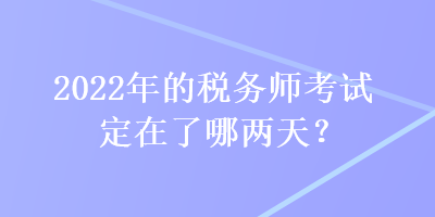 2022年的稅務(wù)師考試定在了哪兩天？