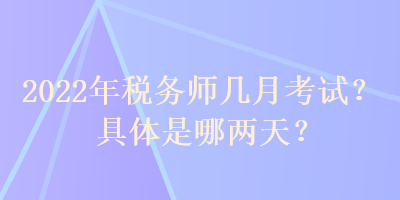 2022年稅務(wù)師幾月考試？具體是哪兩天？