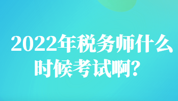 2022年稅務師什么時候考試啊？