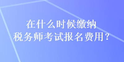 在什么時候繳納稅務(wù)師考試報名費用？