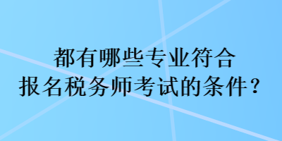 都有哪些專業(yè)符合報名稅務師考試的條件？