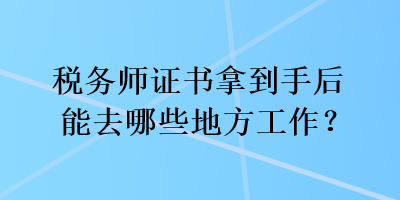 稅務(wù)師證書(shū)拿到手后能去哪些地方工作？