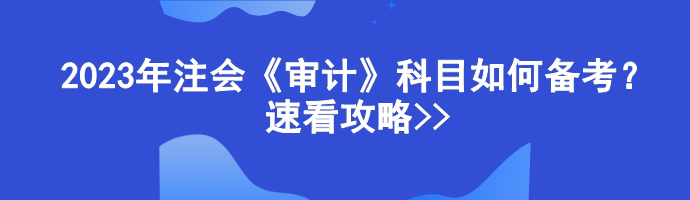 2023年注會《審計》科目如何備考？速看攻略>>