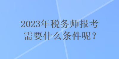 2023年稅務師報考需要什么條件呢？