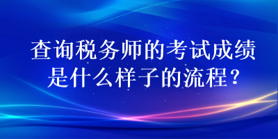 查詢稅務(wù)師的考試成績是什么樣子的流程？