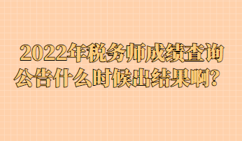 2022年稅務(wù)師成績查詢公告什么時候出結(jié)果啊？