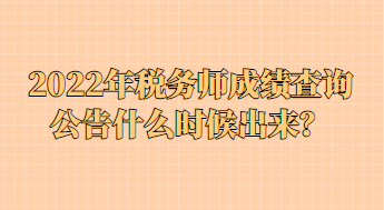 2022年稅務(wù)師成績查詢公告什么時候出來？