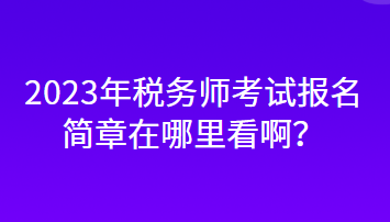 2023年稅務(wù)師考試報(bào)名簡(jiǎn)章在哪里看??？