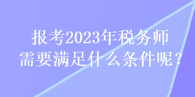 報考2023年稅務(wù)師需要滿足什么條件呢？