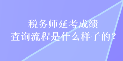 稅務(wù)師延考成績(jī)查詢(xún)流程是什么樣子的？