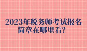 2023年稅務(wù)師考試報名簡章在哪里看？