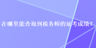 在哪里能查詢(xún)到稅務(wù)師的延考成績(jī)？