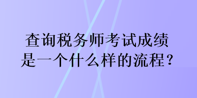 查詢稅務(wù)師考試成績是一個什么樣的流程？