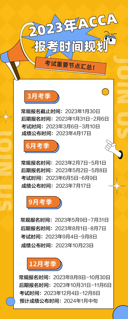 溫馨提醒！2023年ACCA報名&考試時間匯總