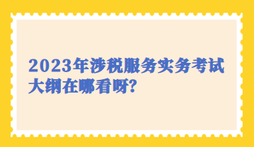 2023年涉稅服務(wù)實務(wù)考試大綱在哪看呀？