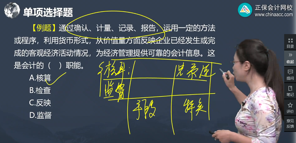 中級經(jīng)濟師《經(jīng)濟基礎(chǔ)知識》試題回憶：會計的職能