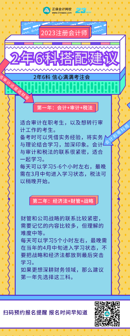 注會(huì)2年過(guò)六科如何搭配報(bào)考科目？