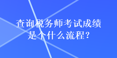 查詢(xún)稅務(wù)師考試成績(jī)是個(gè)什么流程？