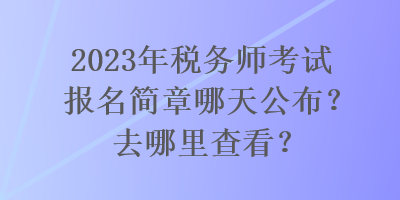 2023年稅務(wù)師考試報(bào)名簡章哪天公布？去哪里查看？