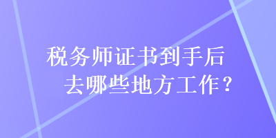 稅務(wù)師證書到手后去哪些地方工作？