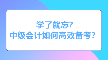 學了就忘？知識都還給老師了？中級會計如何高效備考？