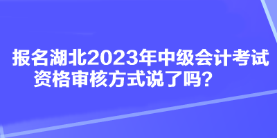 報(bào)名湖北2023年中級(jí)會(huì)計(jì)考試資格審核方式說(shuō)了嗎？