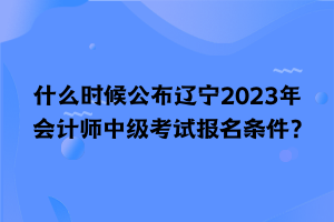 什么時候公布遼寧2023年會計師中級考試報名條件？