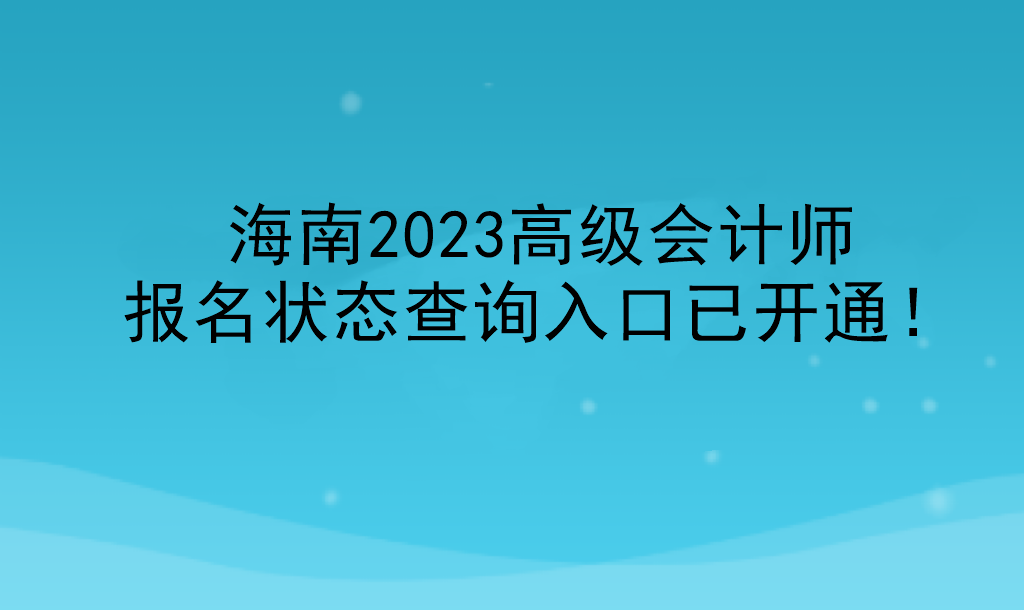 海南2023高級會計師報名狀態(tài)查詢?nèi)肟谝验_通！