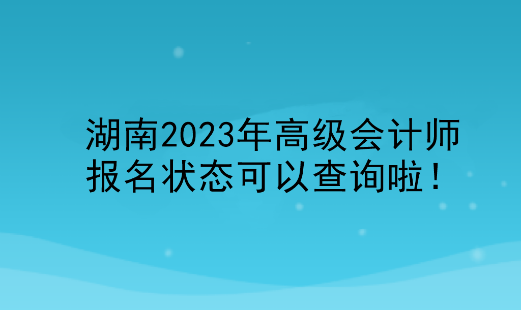 湖南2023年高級(jí)會(huì)計(jì)師報(bào)名狀態(tài)可以查詢啦！