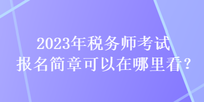 2023年稅務(wù)師考試報(bào)名簡(jiǎn)章可以在哪里看？