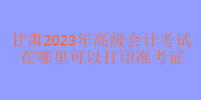 甘肅2023年高級會計考試在哪里打印準考證？