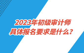 2023年初級審計師具體報名要求是什么？