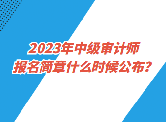 2023年中級審計師報名簡章什么時候公布？